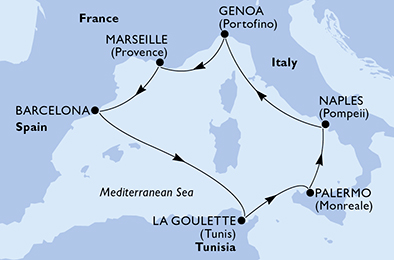 CROISIERE MSC MEDITERRANEE à Compléter – Du 08 au 15 Mai 2023 – A partir de 979€ Par Personne